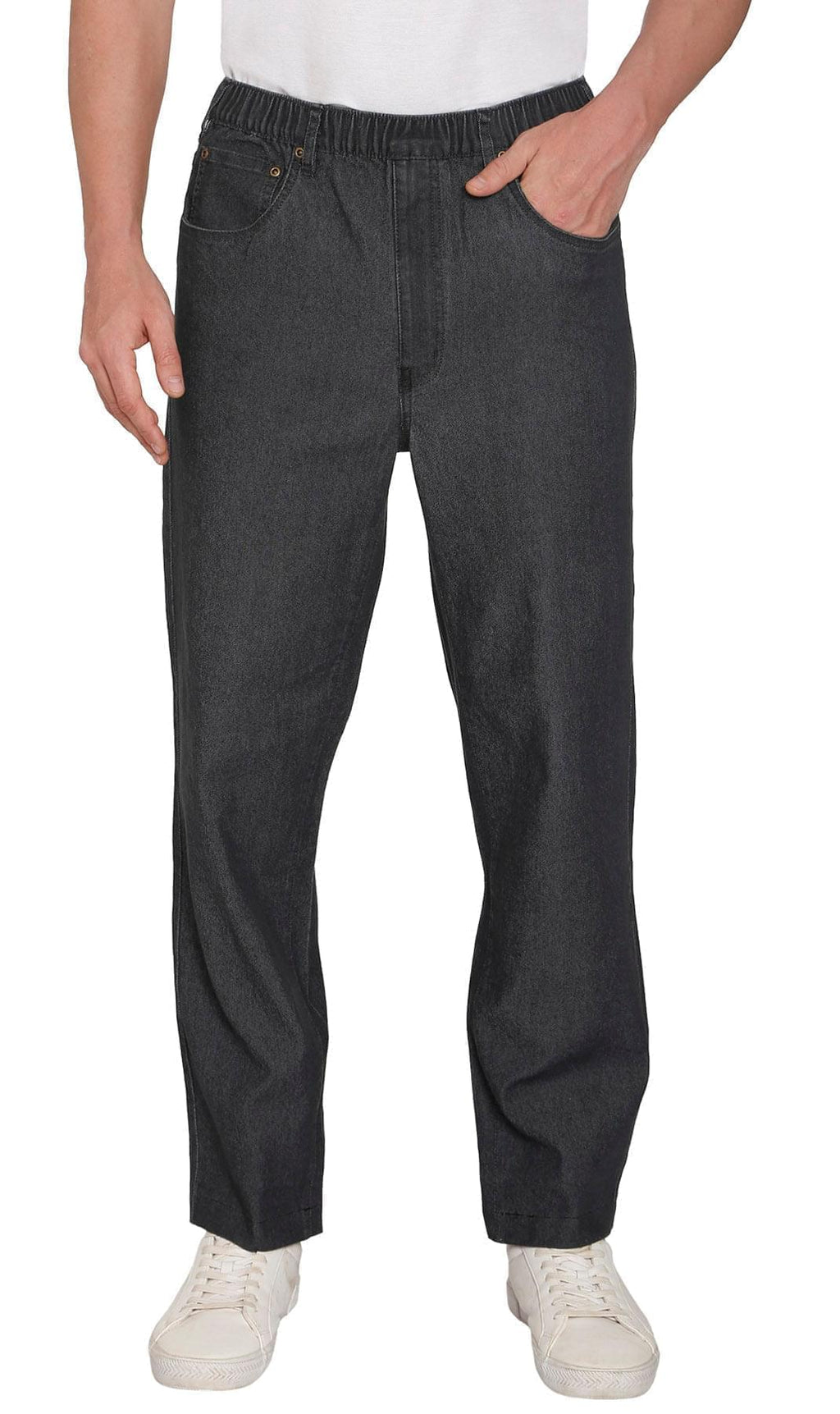 Men's Casual Elastic Waist Denim & Twill Pull on Jeans Pants