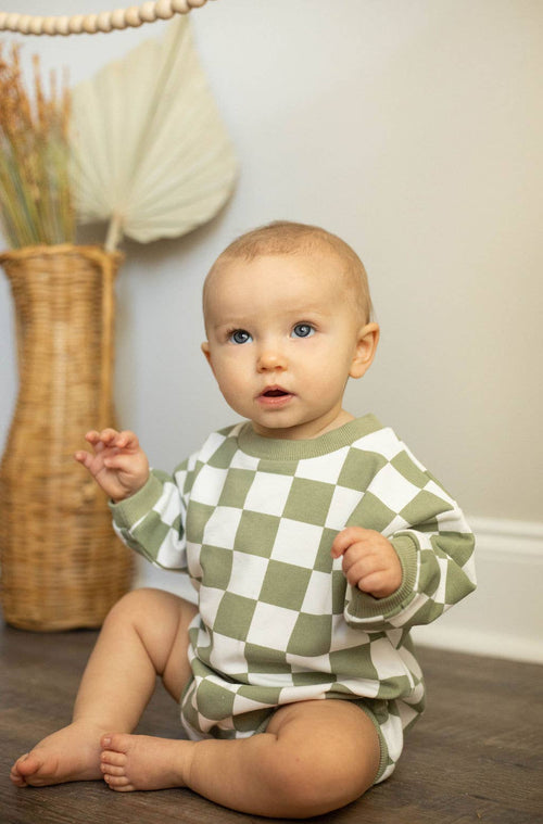 Checkered Oversized Bubble Romper
