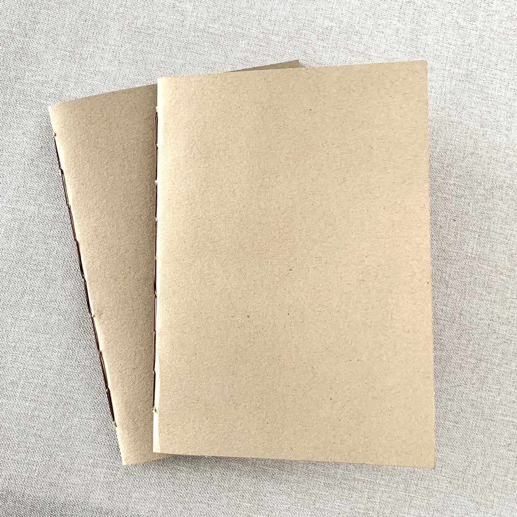 Composition Kraft Travelers Notebook Insert - A6 - Composition Ruled - Fountain Pen Friendly Notebook - Hand-Stitched Binding