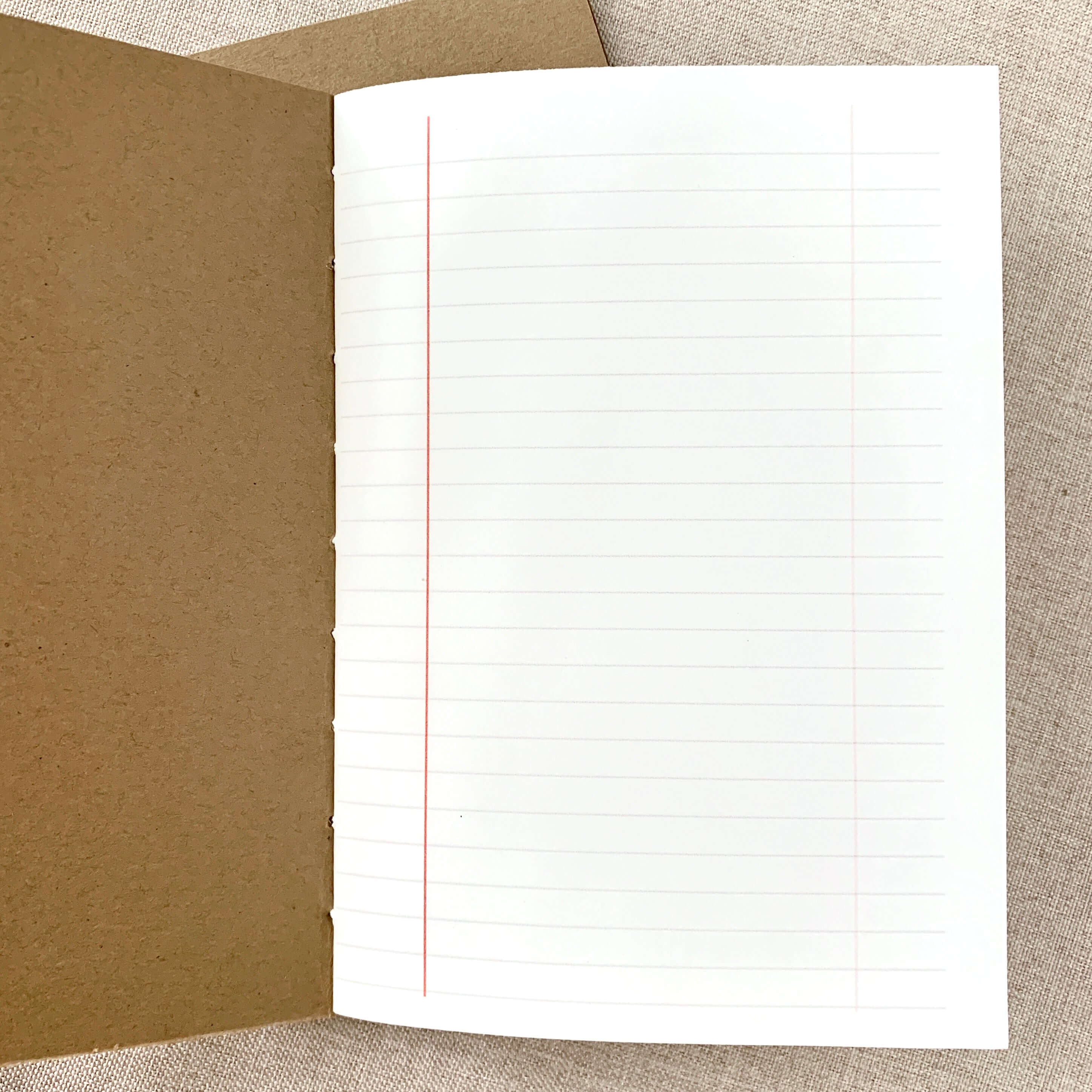 Composition Kraft Travelers Notebook Insert - A6 - Composition Ruled - Fountain Pen Friendly Notebook - Hand-Stitched Binding