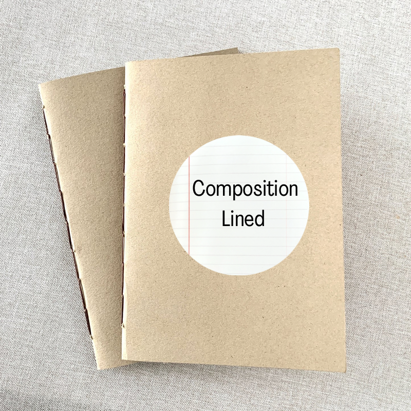 Composition Kraft Travelers Notebook Insert - A6 - Composition Ruled - Fountain Pen Friendly Notebook - Hand-Stitched Binding
