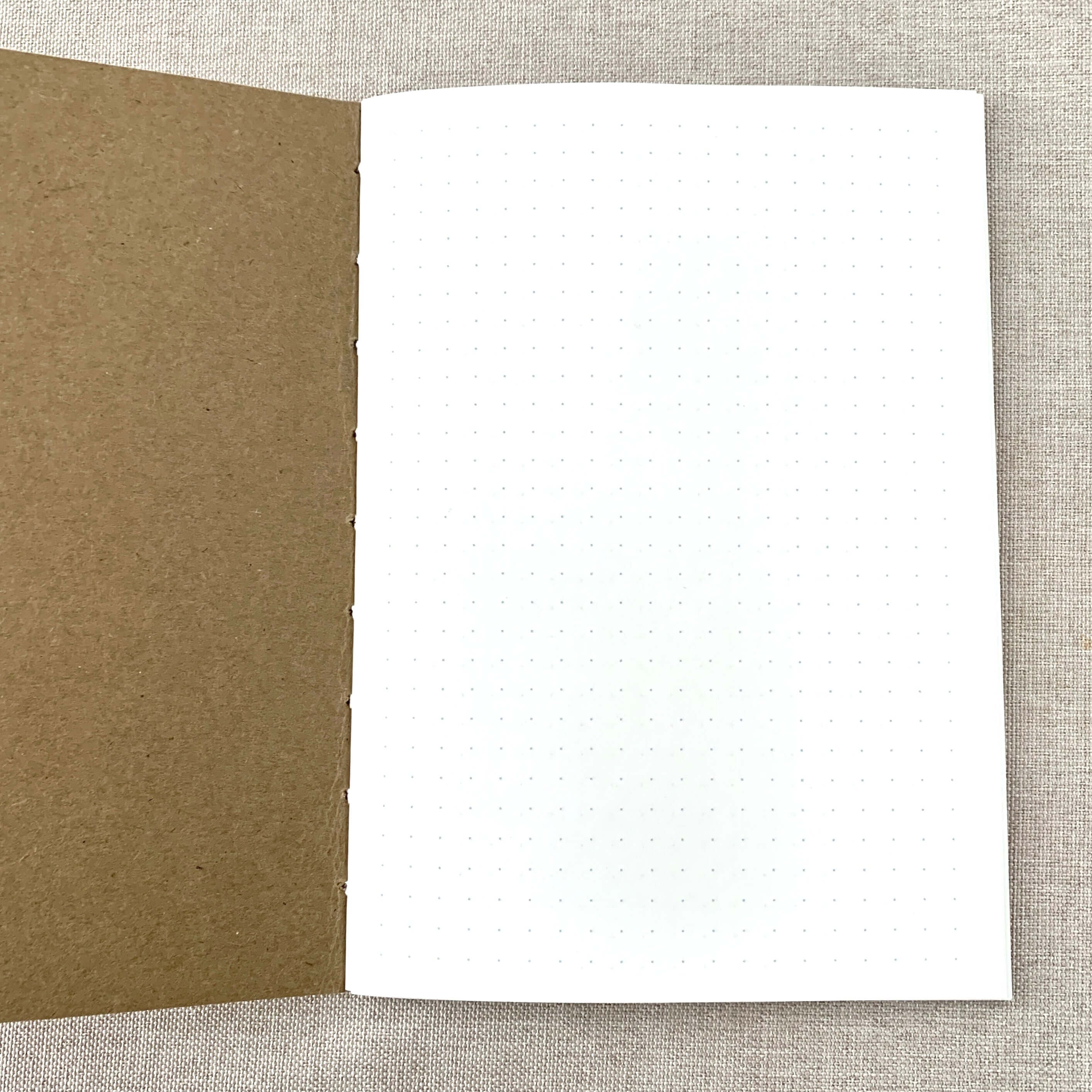 Dot Grid Kraft Travelers Notebook Insert - A6 - Dot Grid - Fountain Pen Friendly Notebook - Hand-Stitched Binding