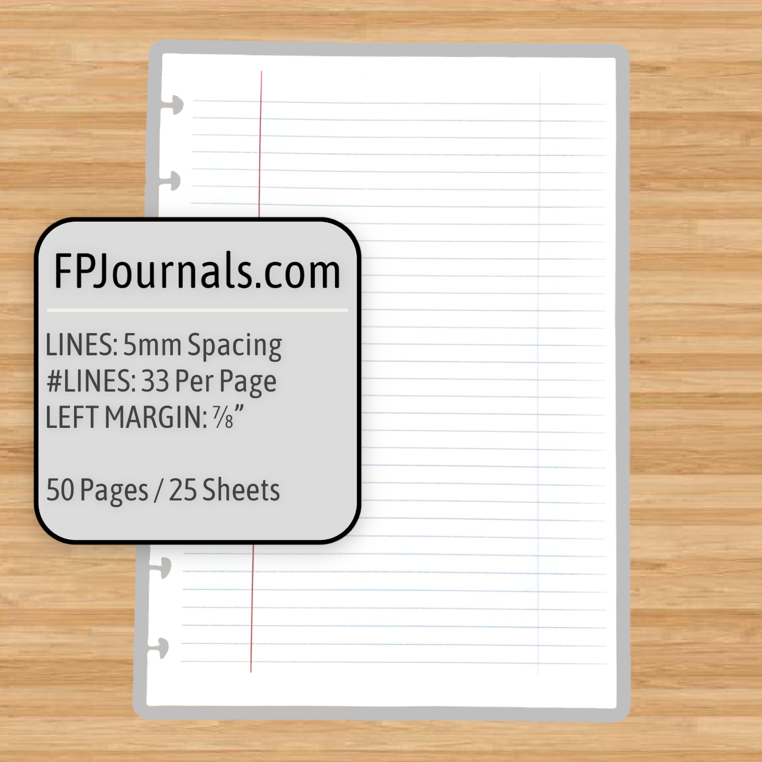 Composition Lined Discbound Notebook Insert - A5 - Lined - Fountain Pen Friendly Paper